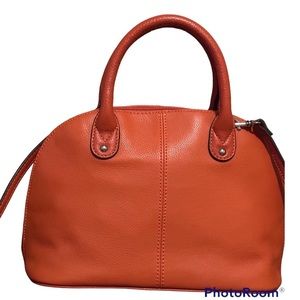 Tignanello Orange Zip Around Leather Crossbody Bag
